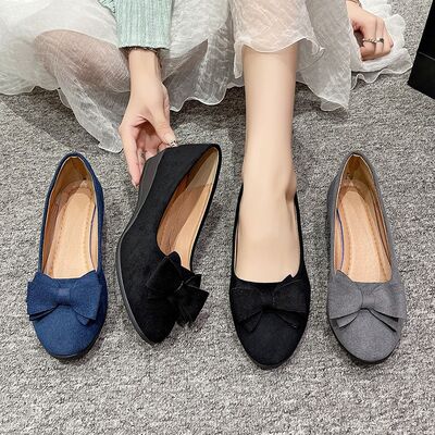 Bow Point Toe Low Heel Slip-Ons