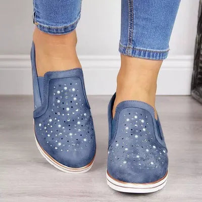 Rhinestone Wedge Slip-Ons