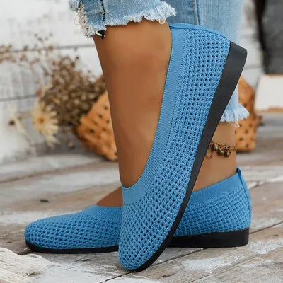 Solid Color Mesh Flat Slip-Ons