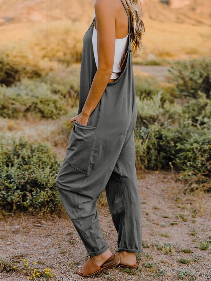 Double Take Full Size Sleeveless V-Neck Pocketed Jumpsuit - PVMARK