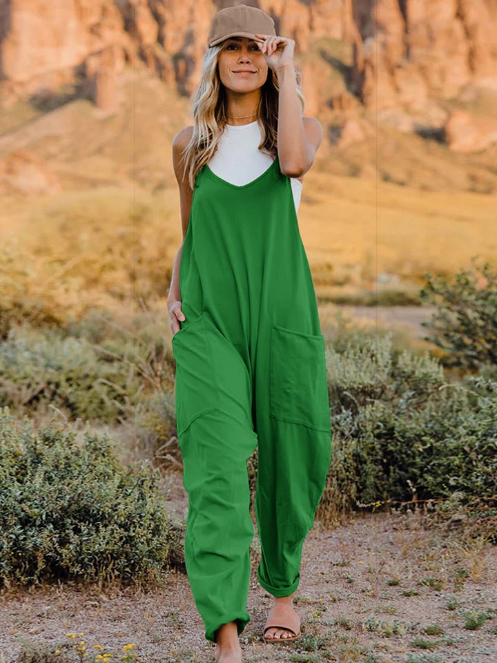 Double Take Full Size Sleeveless V-Neck Pocketed Jumpsuit - PVMARK