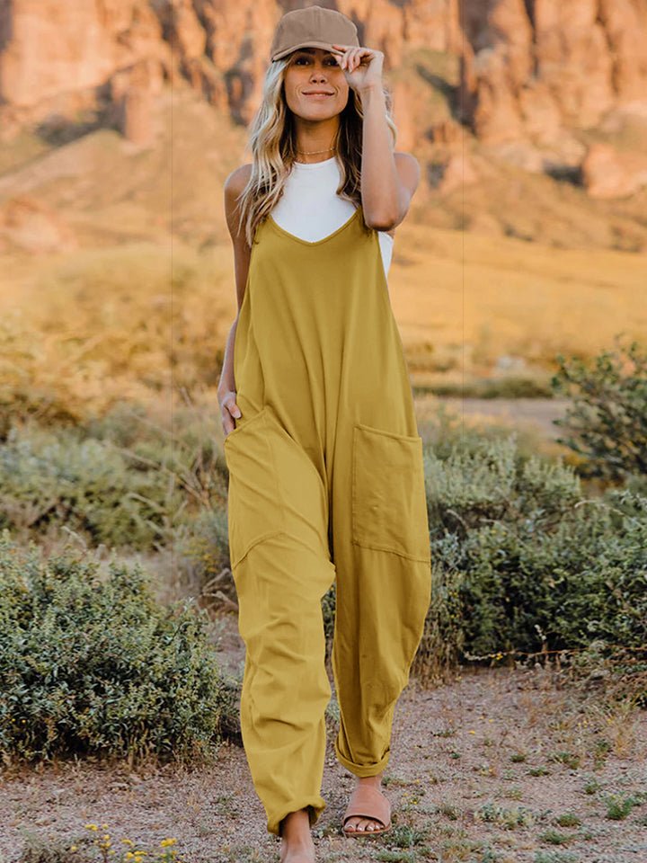 Double Take Full Size Sleeveless V-Neck Pocketed Jumpsuit - PVMARK