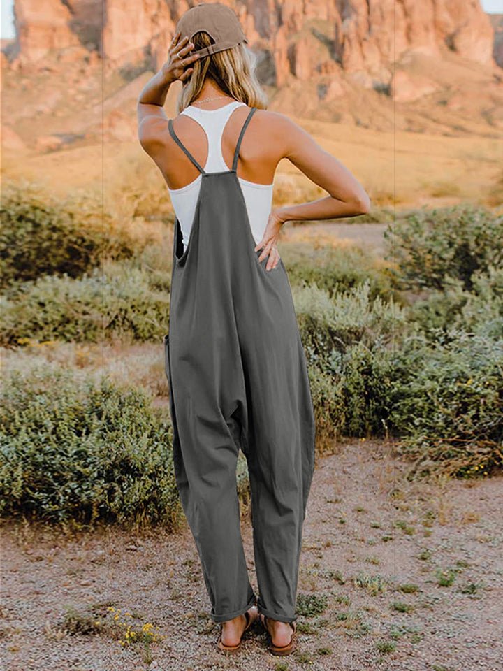 Double Take Full Size Sleeveless V-Neck Pocketed Jumpsuit - PVMARK