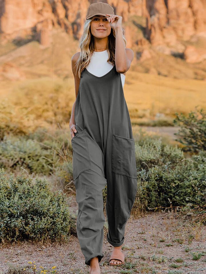 Double Take Full Size Sleeveless V-Neck Pocketed Jumpsuit - PVMARK