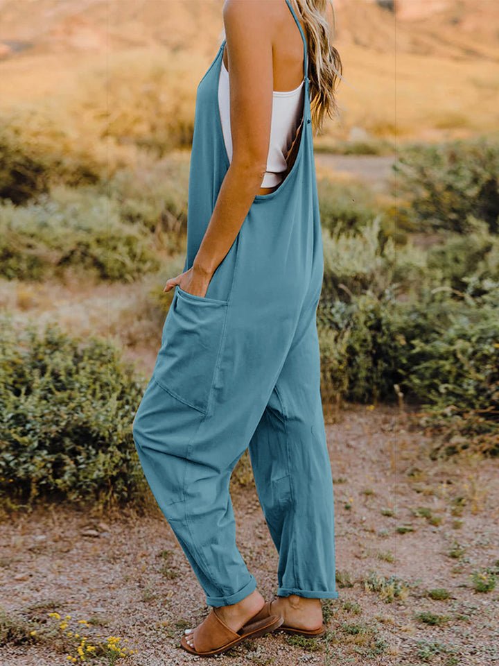 Double Take Full Size V-Neck Sleeveless Jumpsuit with Pockets - PVMARK