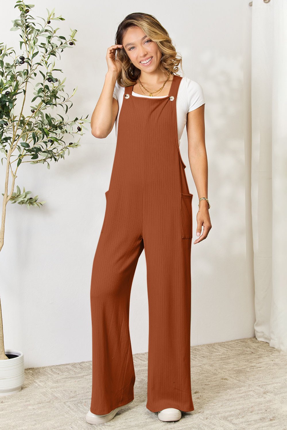 Double Take Full Size Wide Strap Overall with Pockets - PVMARK