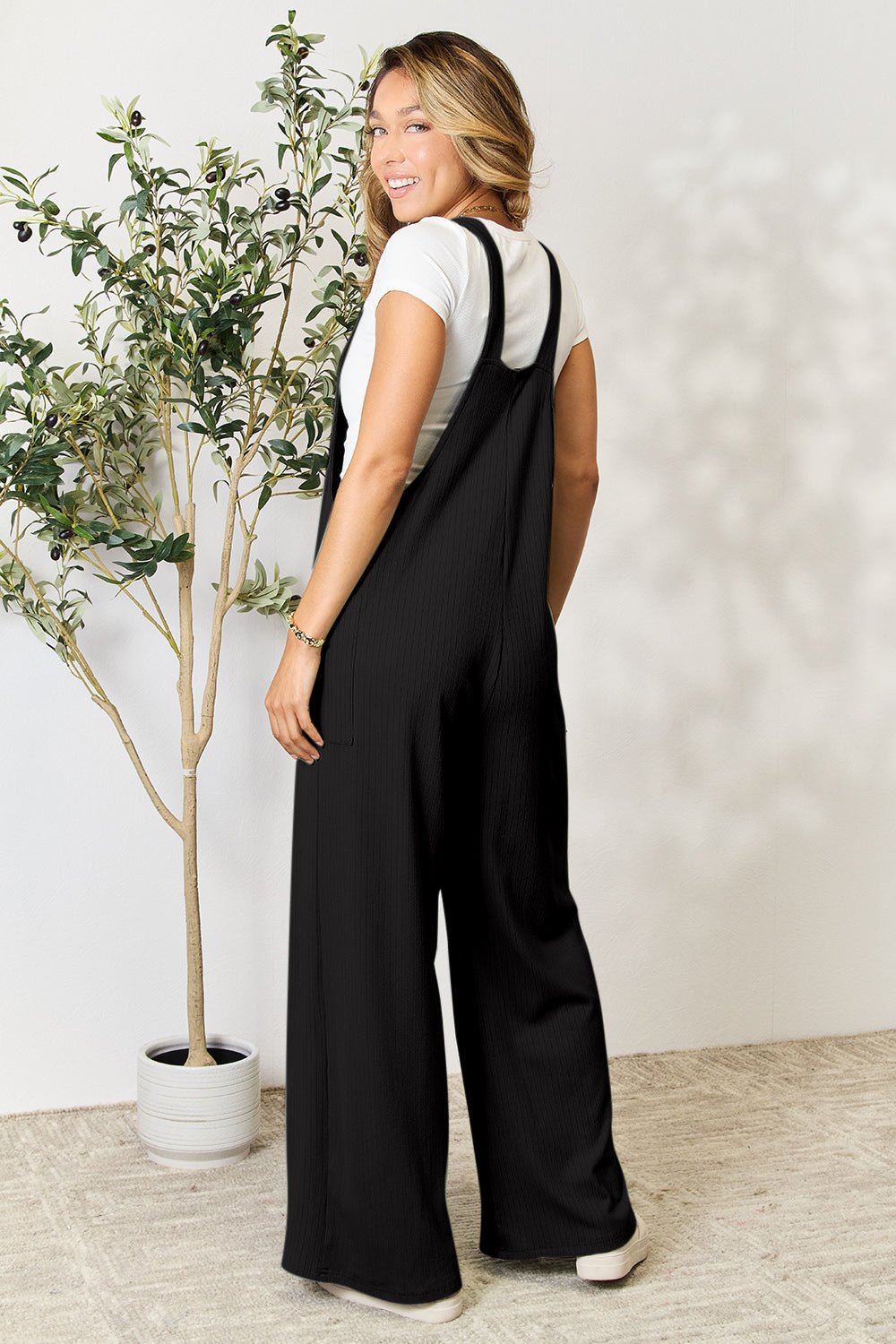 Double Take Full Size Wide Strap Overall with Pockets - PVMARK