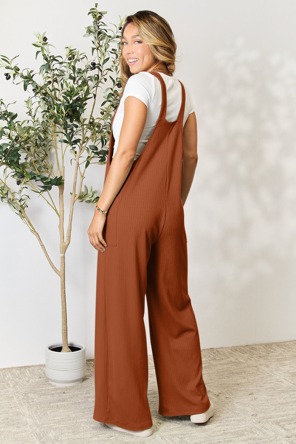 Double Take Full Size Wide Strap Overall with Pockets - PVMARK