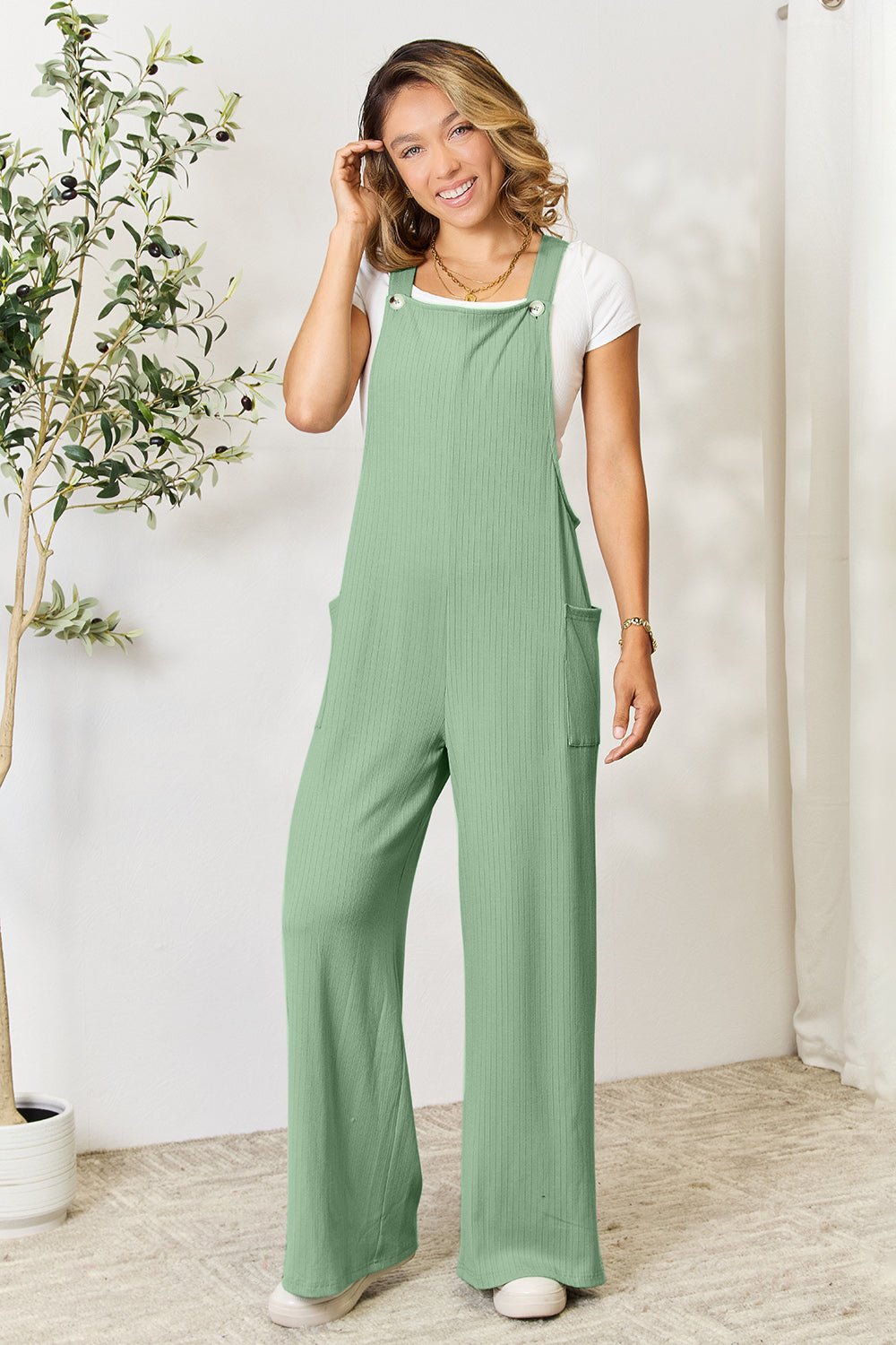 Double Take Full Size Wide Strap Overall with Pockets - PVMARK