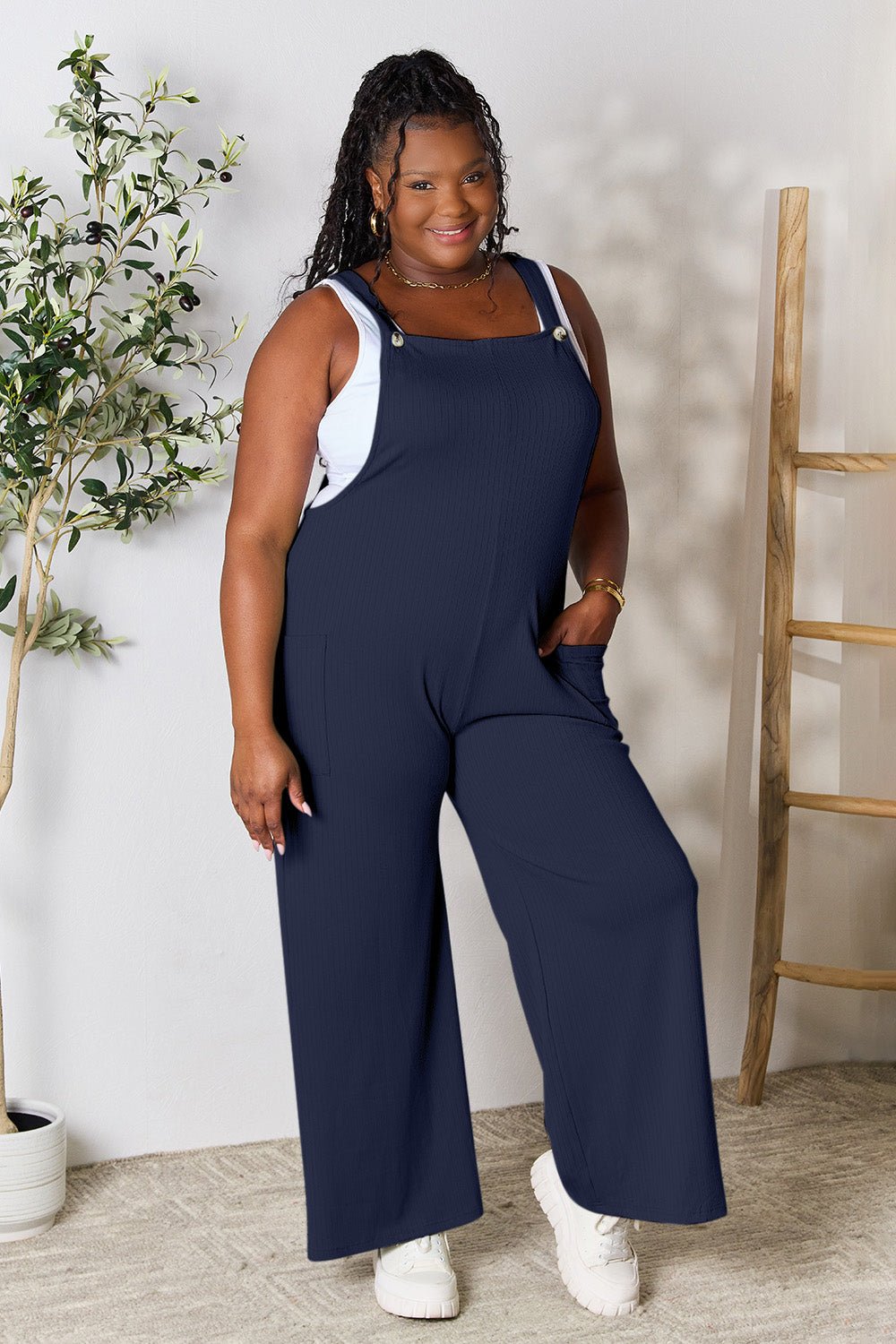 Double Take Full Size Wide Strap Overall with Pockets - PVMARK