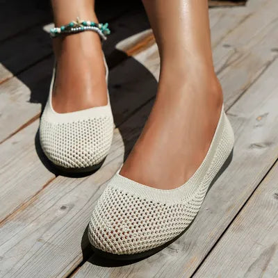 Solid Color Mesh Flat Slip-Ons