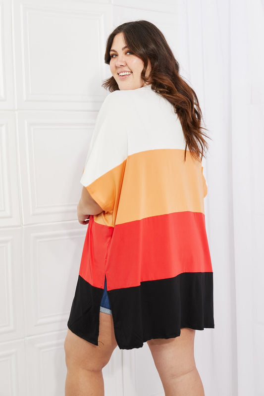 Culture Code Full Size Color Block Short Sleeve Cardigan - pvmark