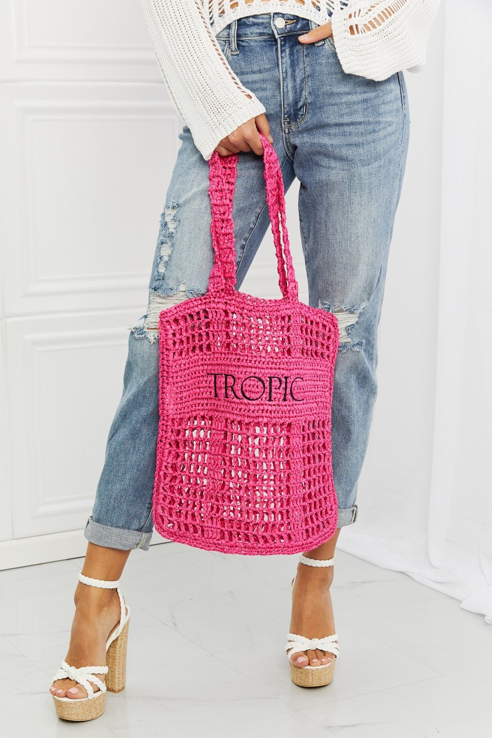 Fame Tropic Babe Staw Tote Bag - pvmark