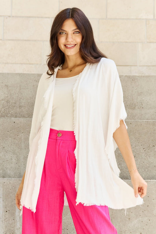 HEYSON Summer is Calling Full Size Wash Gauze Open Front Kimono in Off White - pvmark