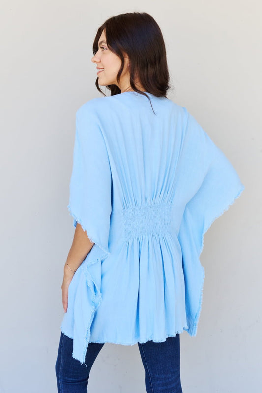 HEYSON Summer is Calling Full Size Wash Gauze Open Front Kimono in Pastel Blue - pvmark