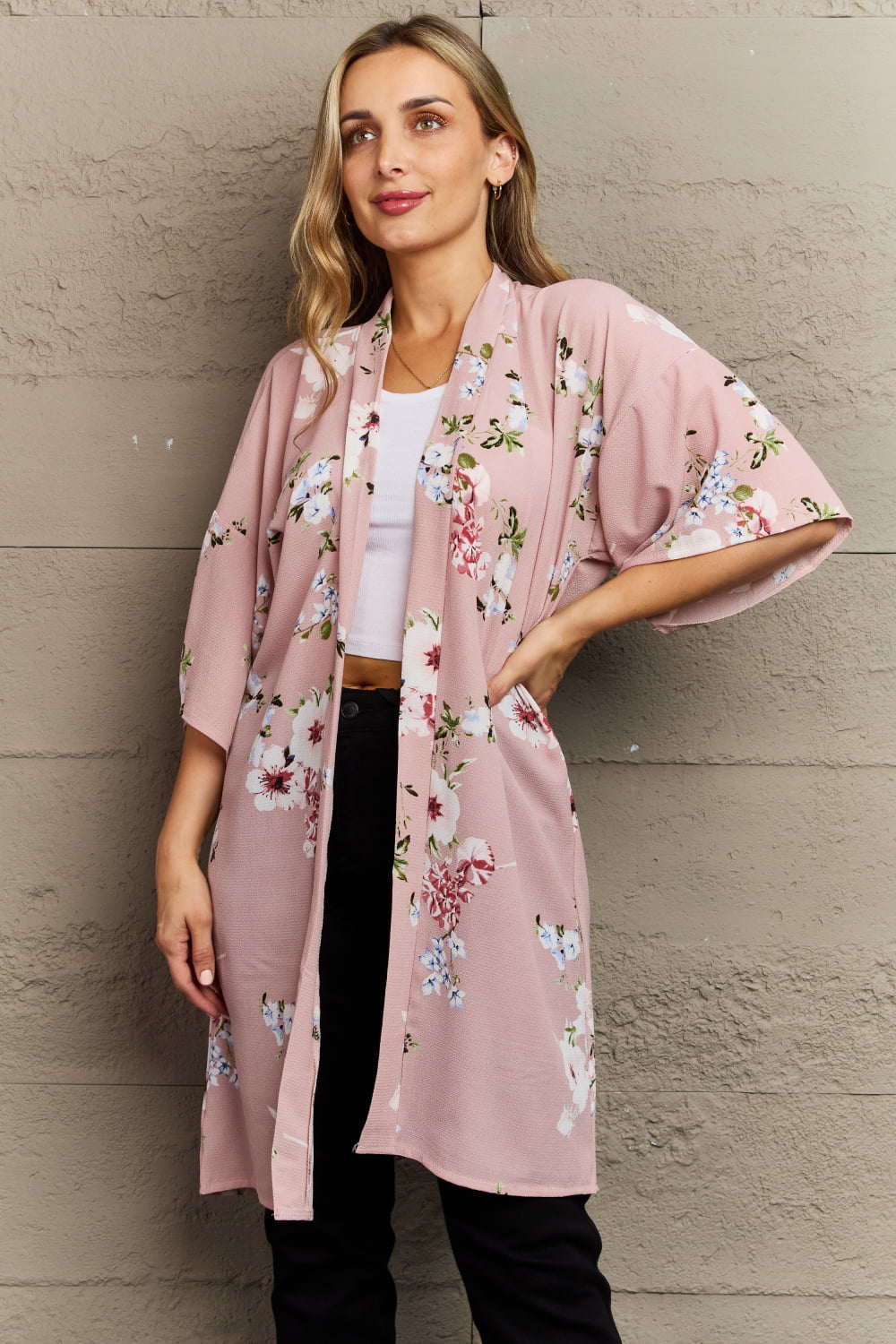 Justin Taylor Aurora Rose Floral Kimono - pvmark