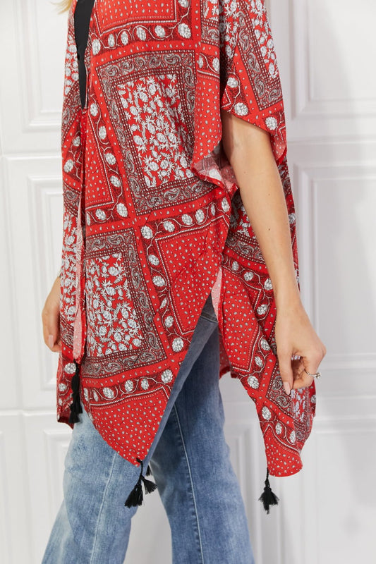 Justin Taylor Paisley Design Kimono in Red - pvmark