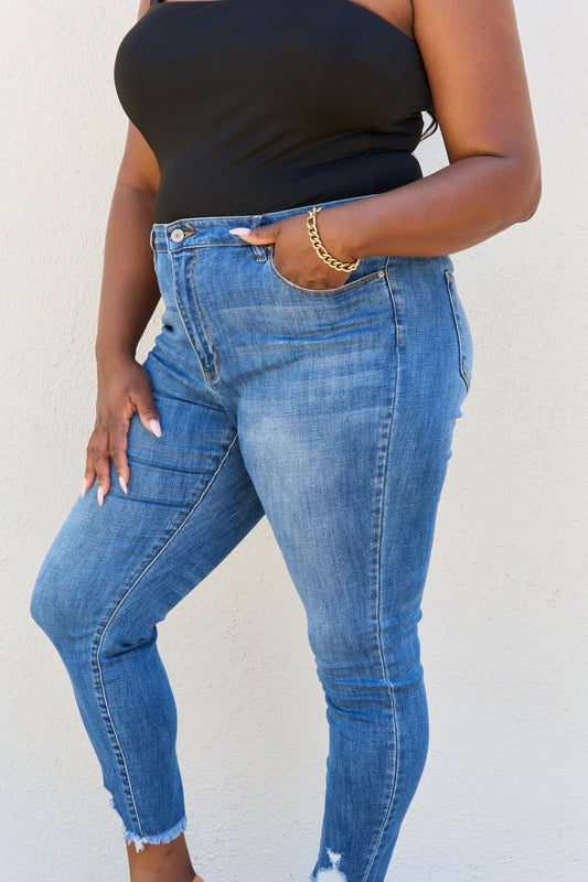 Kancan Lindsay Full Size Raw Hem High Rise Skinny Jeans - pvmark