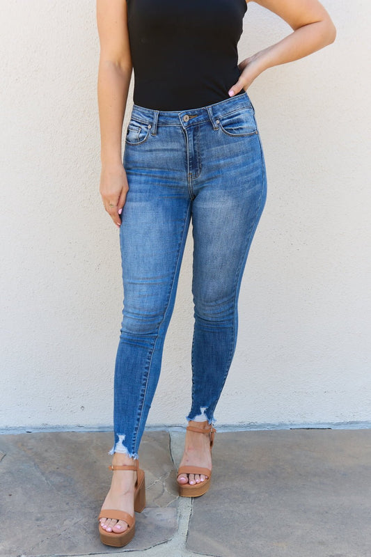 Kancan Lindsay Full Size Raw Hem High Rise Skinny Jeans - pvmark