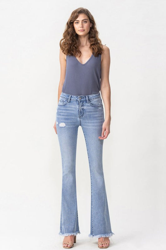 Lovervet Full Size Evie High Rise Fray Flare Jeans - pvmark