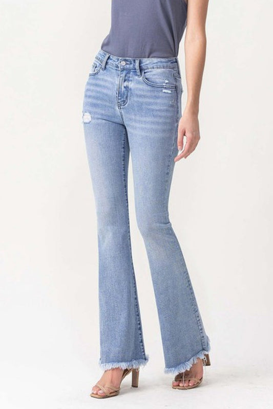 Lovervet Full Size Evie High Rise Fray Flare Jeans - pvmark