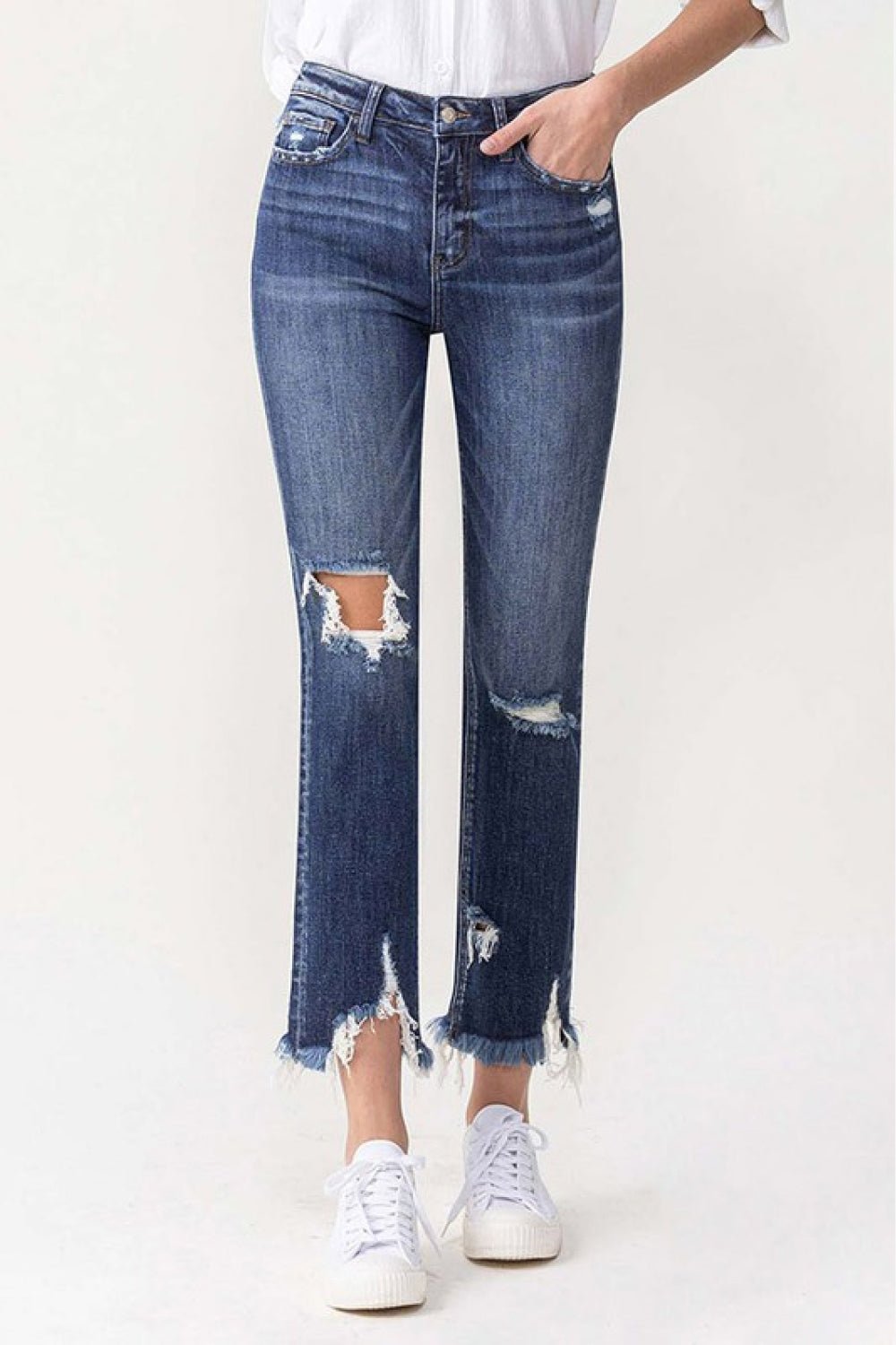 Lovervet Jackie Full Size High Rise Crop Straight Leg Jeans - pvmark