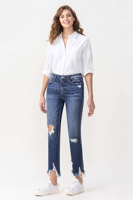 Lovervet Jackie Full Size High Rise Crop Straight Leg Jeans - pvmark