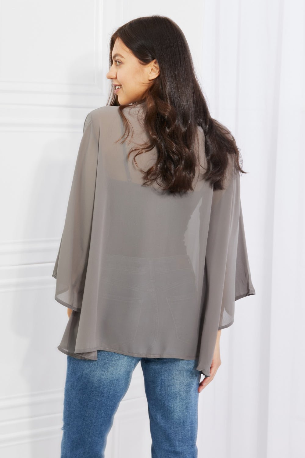 Melody Just Breathe Full Size Chiffon Kimono in Grey - pvmark