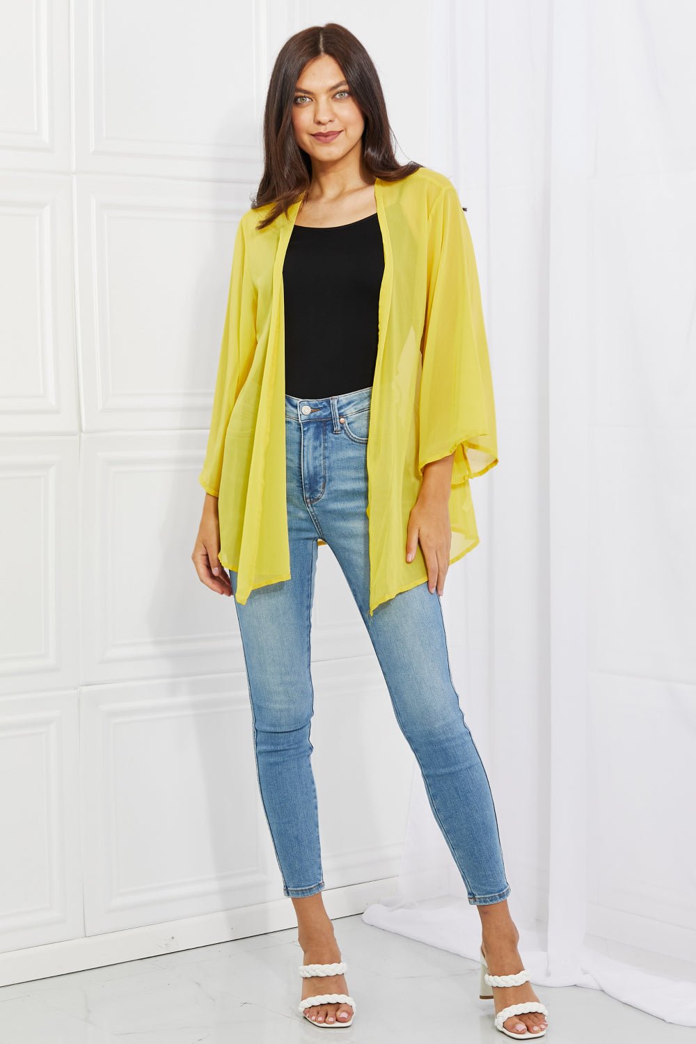 Melody Just Breathe Full Size Chiffon Kimono in Yellow - pvmark