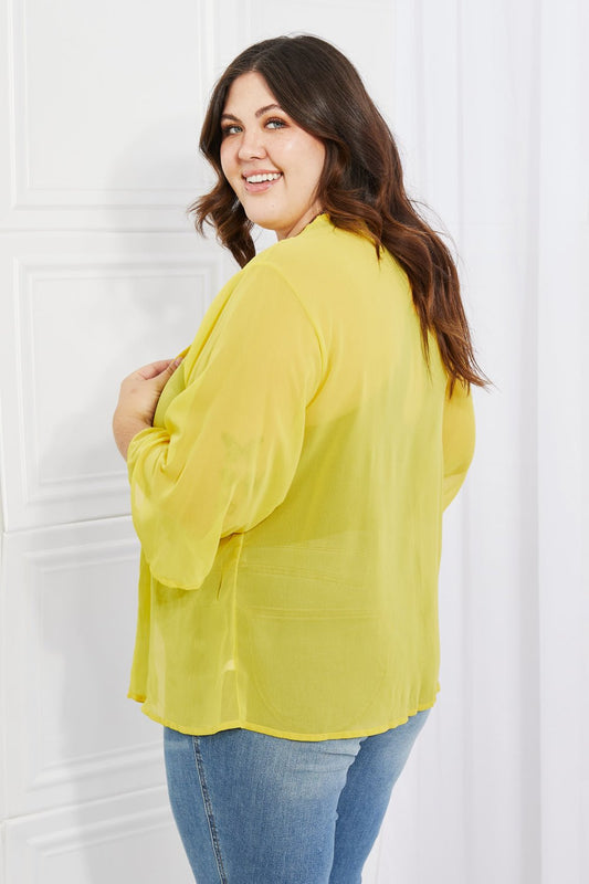 Melody Just Breathe Full Size Chiffon Kimono in Yellow - pvmark
