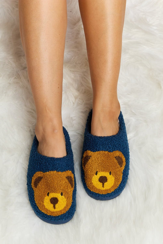 Melody Teddy Bear Print Plush Slide Slippers - pvmark