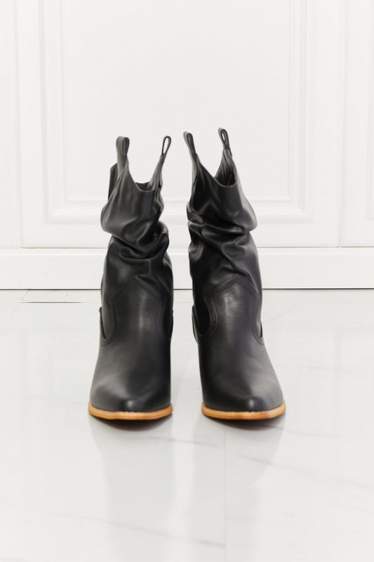 MMShoes Better in Texas Scrunch Cowboy Boots in Black - pvmark