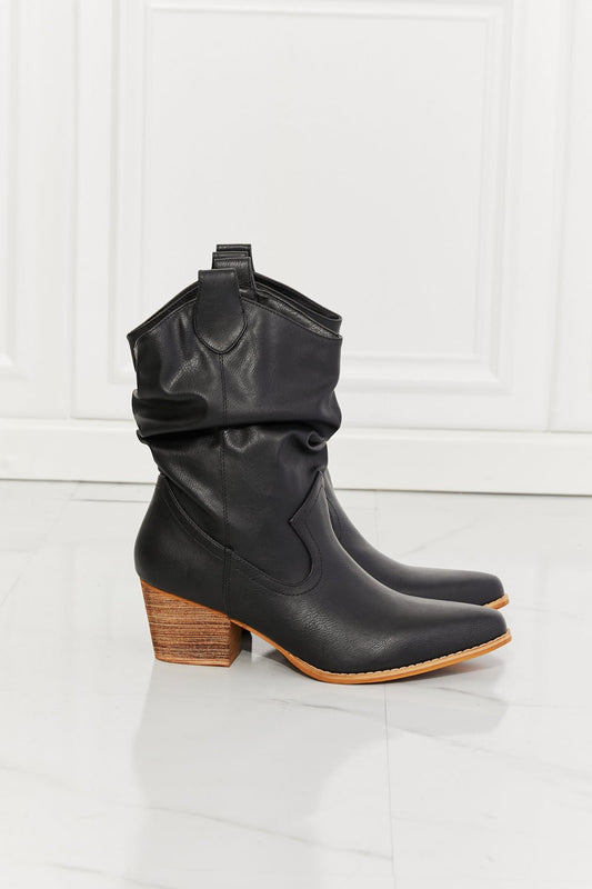 MMShoes Better in Texas Scrunch Cowboy Boots in Black - pvmark