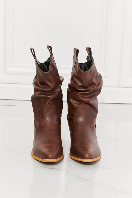 MMShoes Better in Texas Scrunch Cowboy Boots in Brown - pvmark