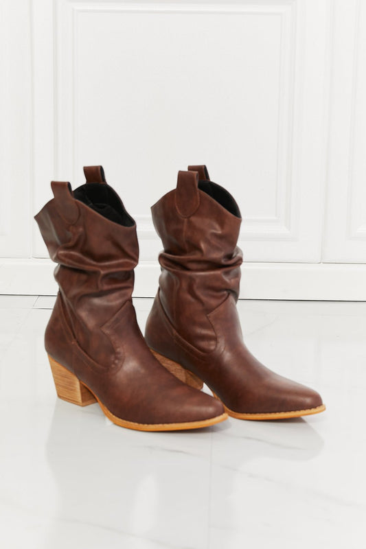 MMShoes Better in Texas Scrunch Cowboy Boots in Brown - pvmark