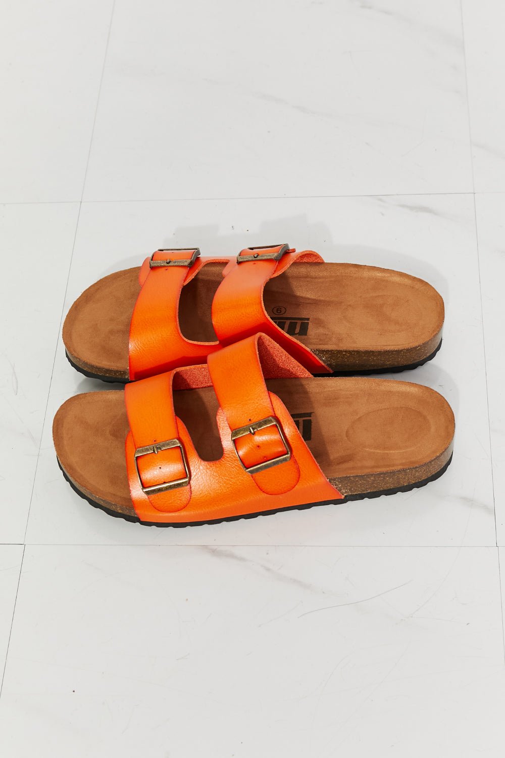 MMShoes Feeling Alive Double Banded Slide Sandals in Orange - pvmark