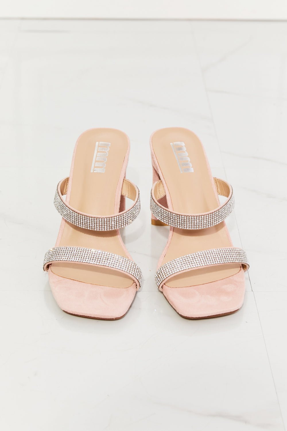 MMShoes Leave A Little Sparkle Rhinestone Block Heel Sandal in Pink - pvmark
