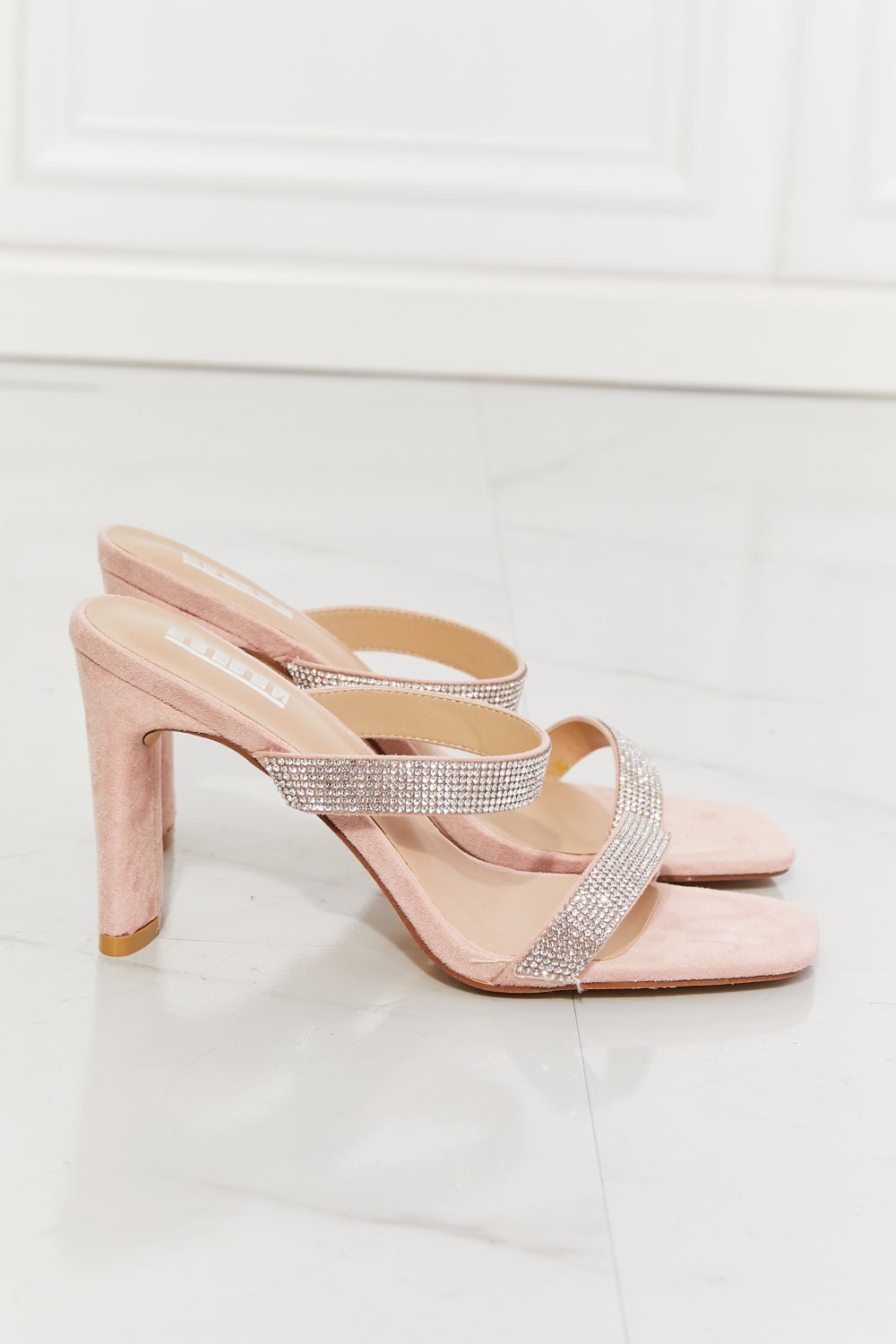 MMShoes Leave A Little Sparkle Rhinestone Block Heel Sandal in Pink - pvmark
