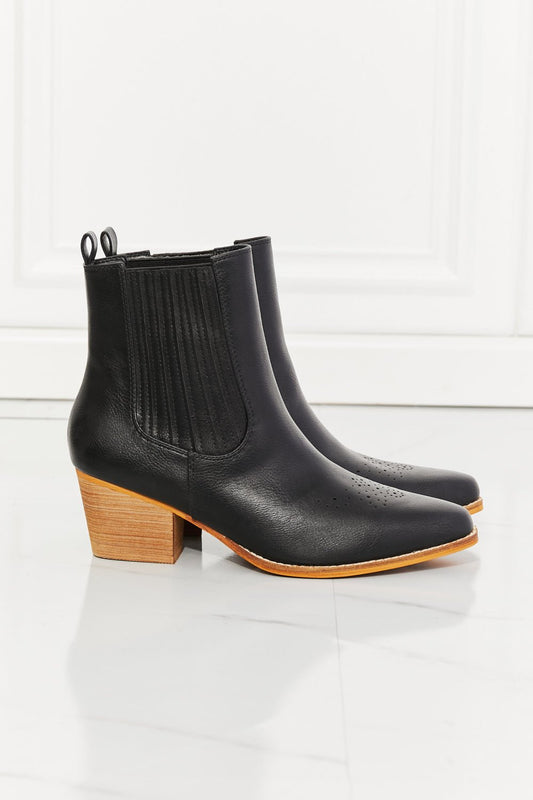MMShoes Love the Journey Stacked Heel Chelsea Boot in Black - pvmark