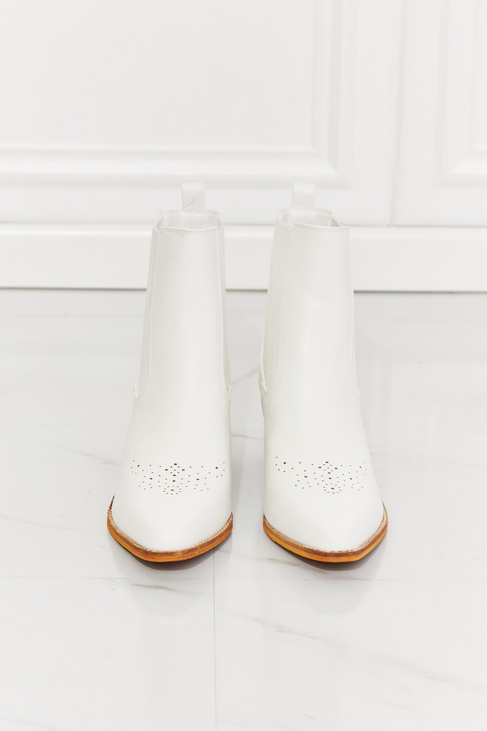 MMShoes Love the Journey Stacked Heel Chelsea Boot in White - pvmark
