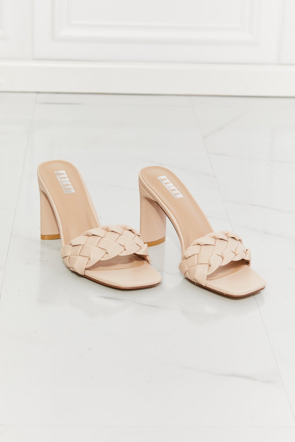 MMShoes Top of the World Braided Block Heel Sandals in Beige - pvmark