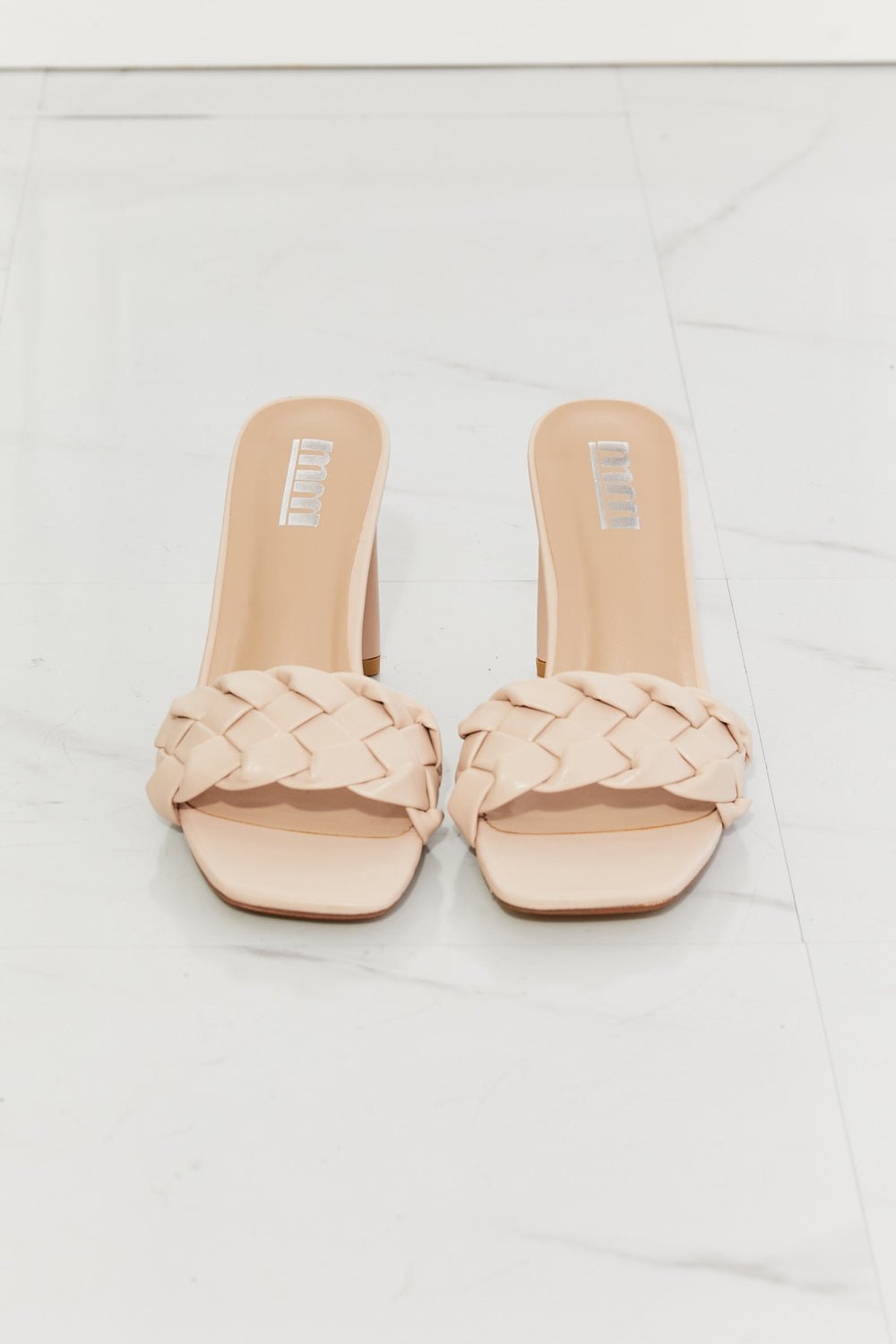 MMShoes Top of the World Braided Block Heel Sandals in Beige - pvmark