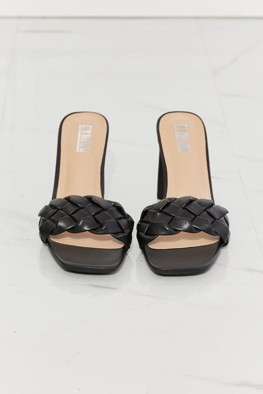 MMShoes Top of the World Braided Block Heel Sandals in Black - pvmark