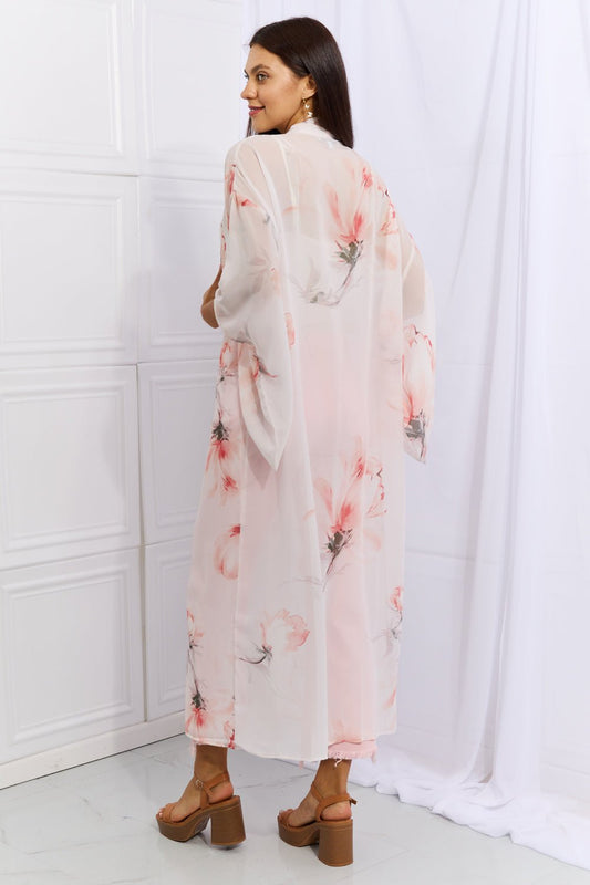 OneTheLand Pick Me Floral Chiffon Kimono Cardigan - pvmark