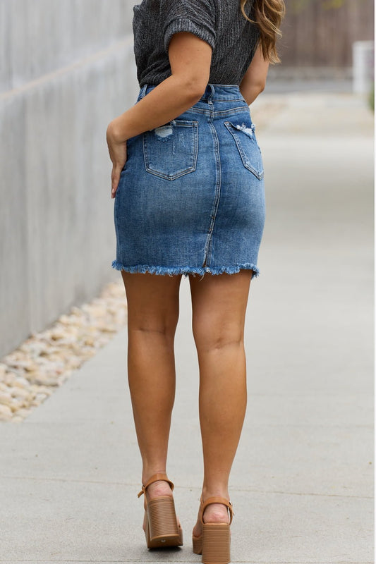 RISEN Amelia Full Size Denim Mini Skirt - pvmark