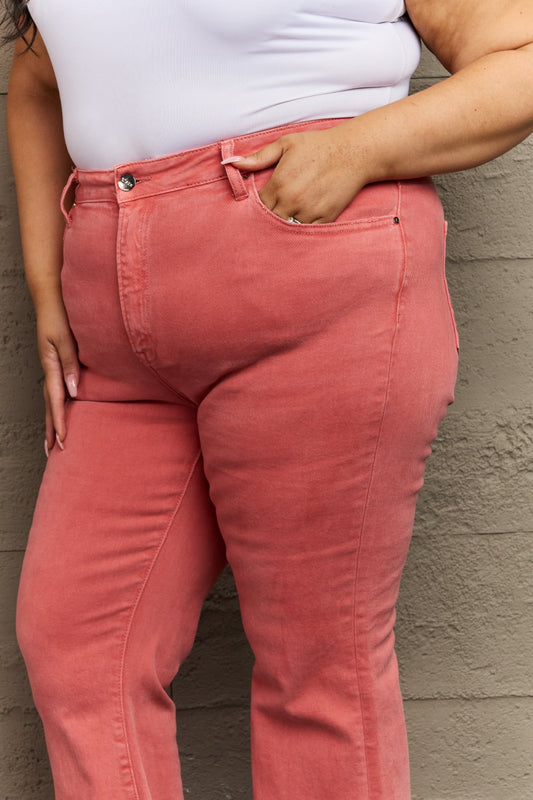 RISEN Bailey Full Size High Waist Side Slit Flare Jeans - pvmark