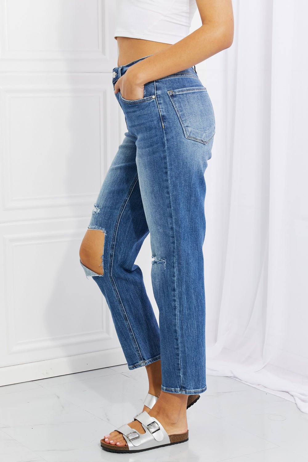 RISEN Full Size Emily High Rise Relaxed Jeans - pvmark