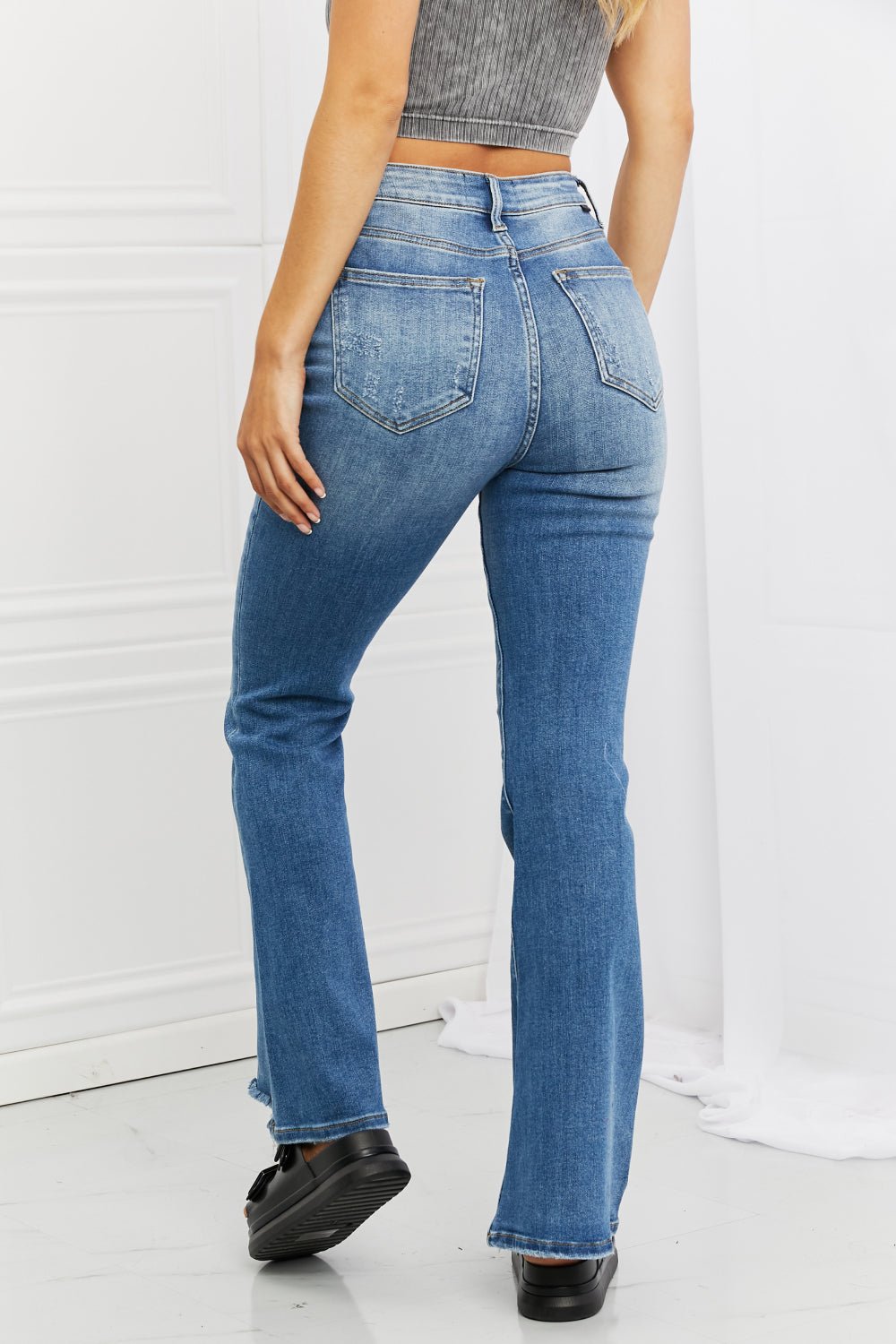 RISEN Full Size Iris High Waisted Flare Jeans - pvmark