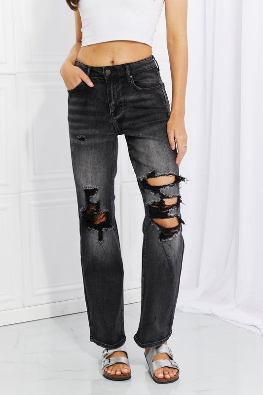 RISEN Full Size Lois Distressed Loose Fit Jeans - pvmark