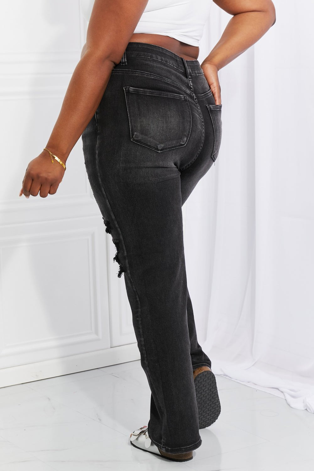 RISEN Full Size Lois Distressed Loose Fit Jeans - pvmark